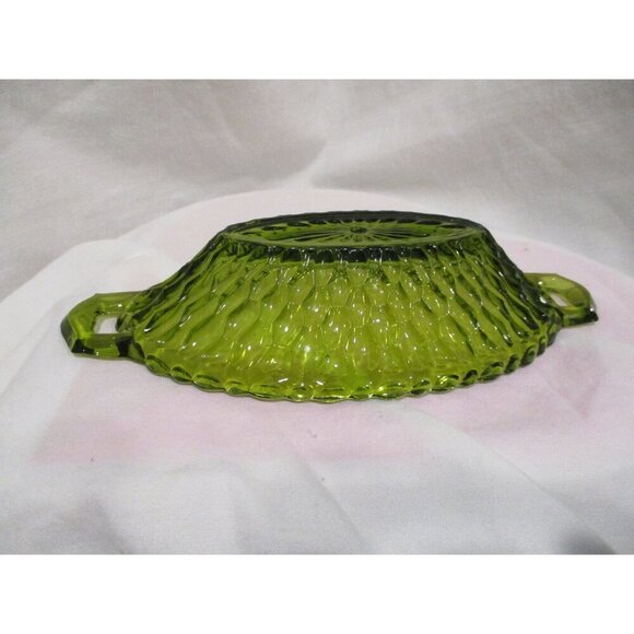 Vintage Dimpled Green Glass Candy Dish or catch all - Picture 3 of 7